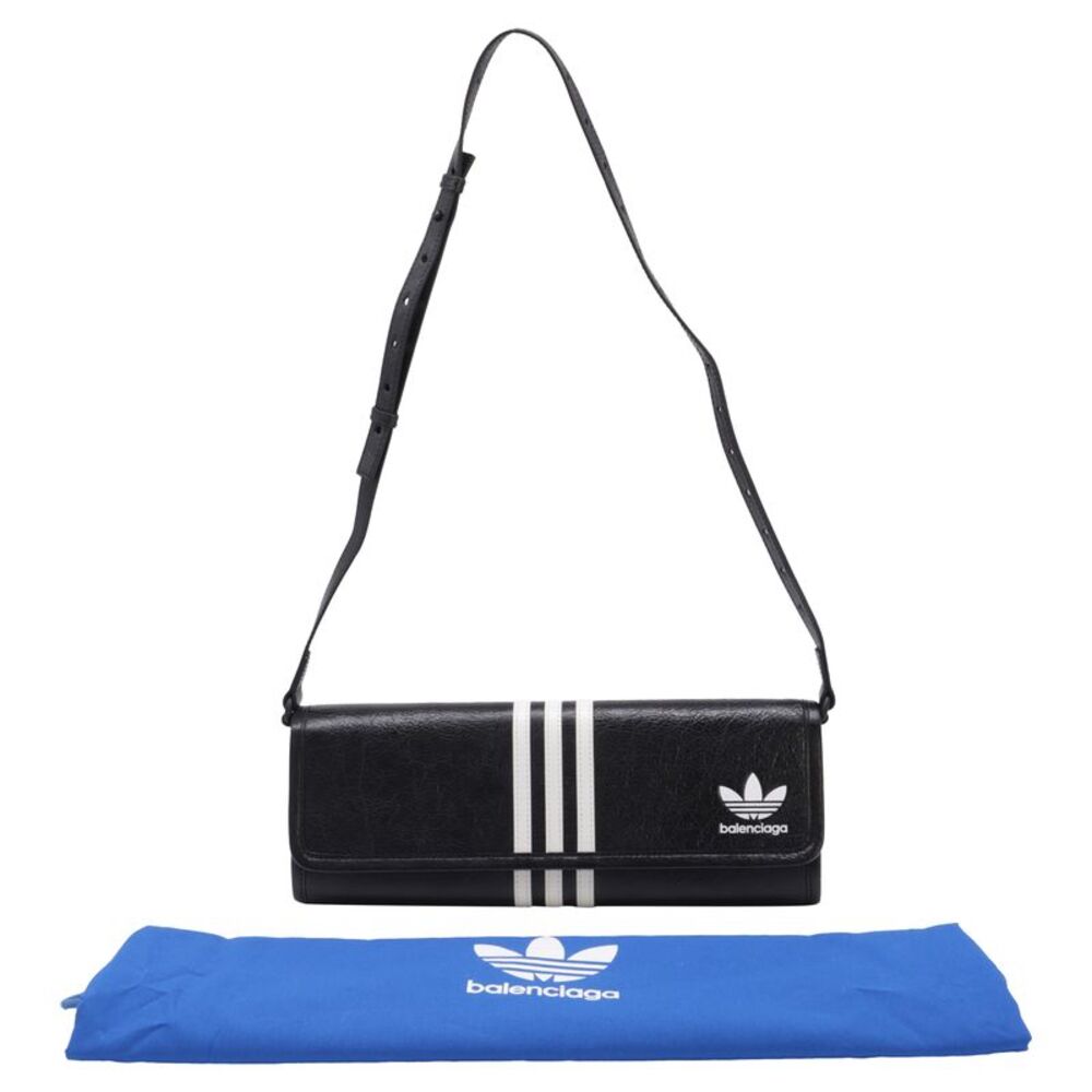 Balenciaga x Adidas Wallet On Strap in Black Leather - Picture 5 of 12